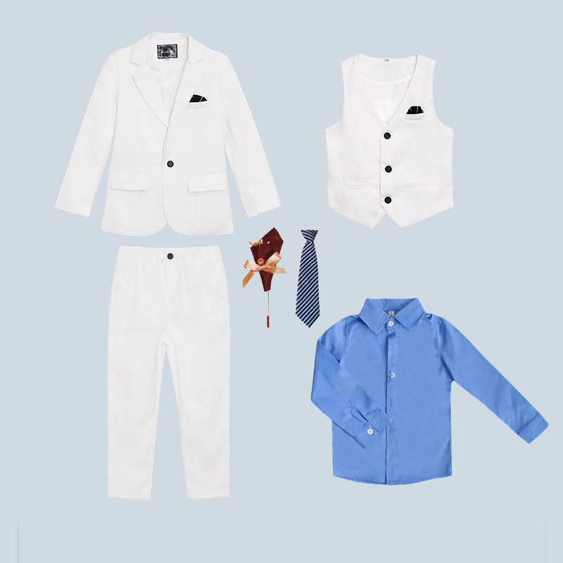 White 6-piece set (with blue shirt)