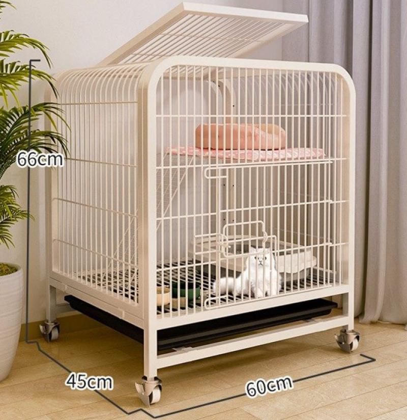 A white 65 # double-decked square tube cat cage (60 * 45 * 66cm)