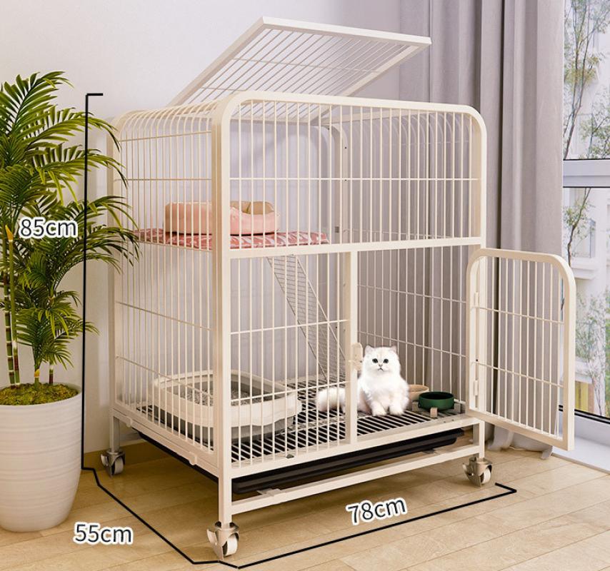 White 85 # double-decked square tube cat cage (78 * 55 * 85cm)