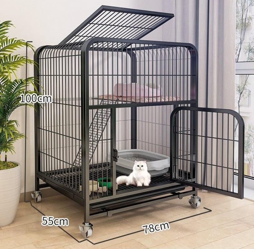 Black 100 # double square tube cat cage (78 * 55 * 100cm)