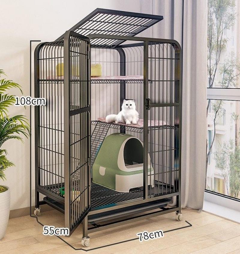 Black 108 # three-layer square tube cat cage (78 * 55 * 108cm)