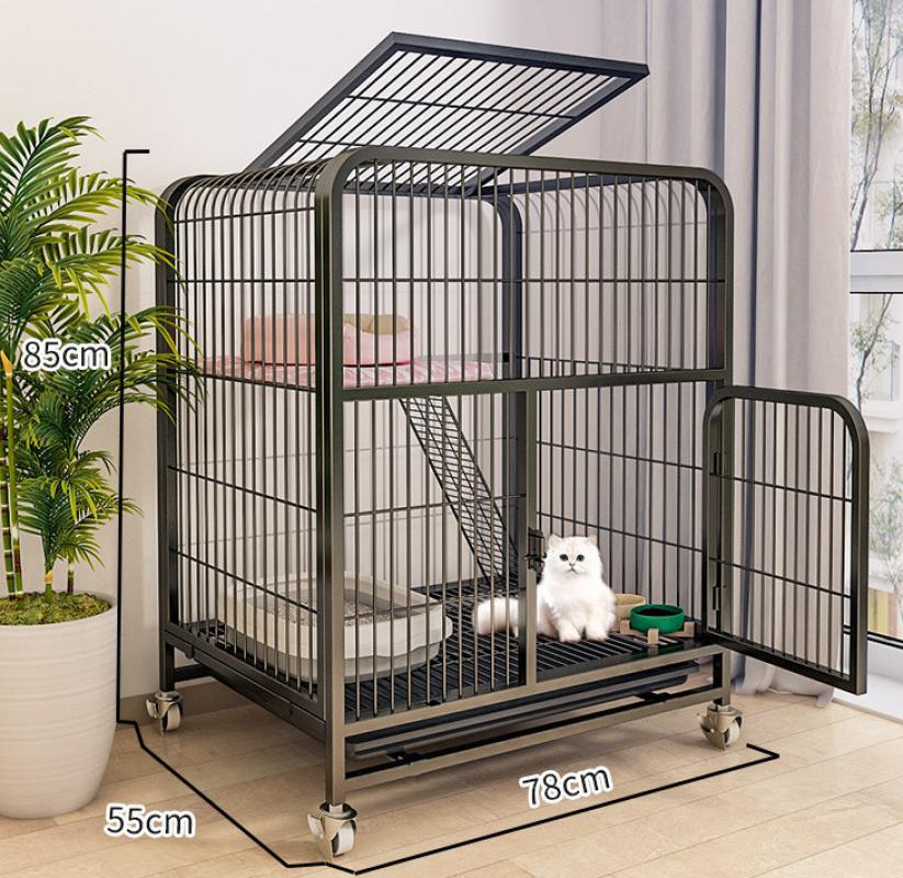Black 85 # double square tube cat cage (78 * 55 * 85cm)