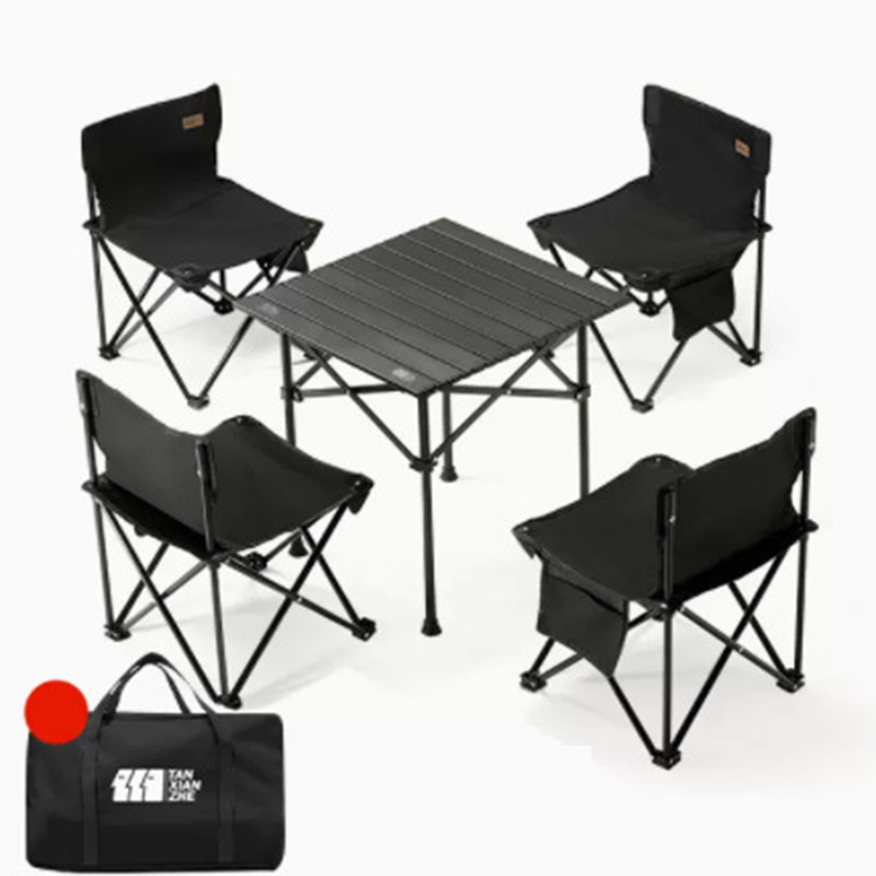 Large size black Square table five-piece set