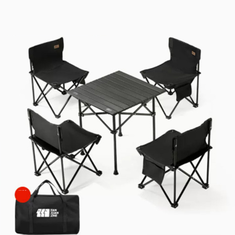 Extra large black Square table five-piece set