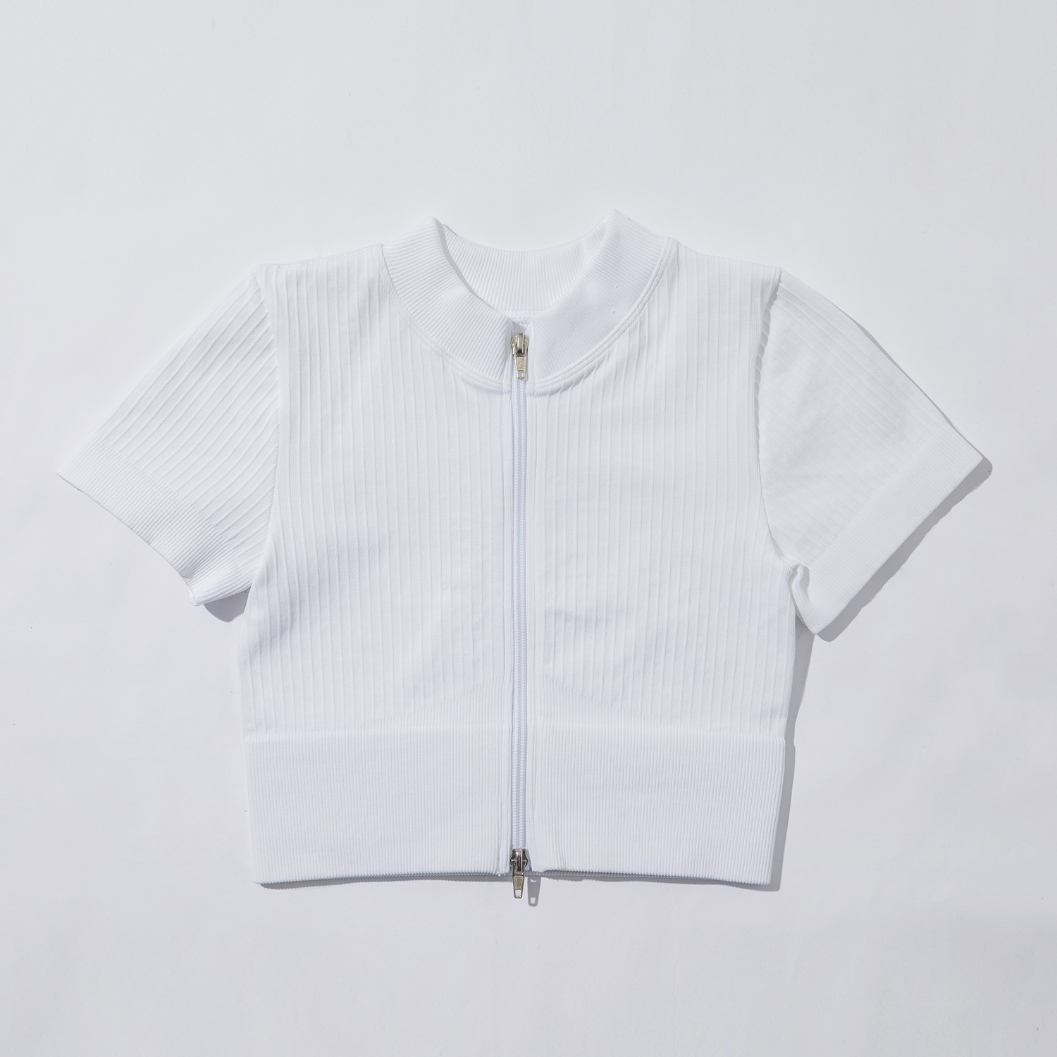 White zip-up short sleeves