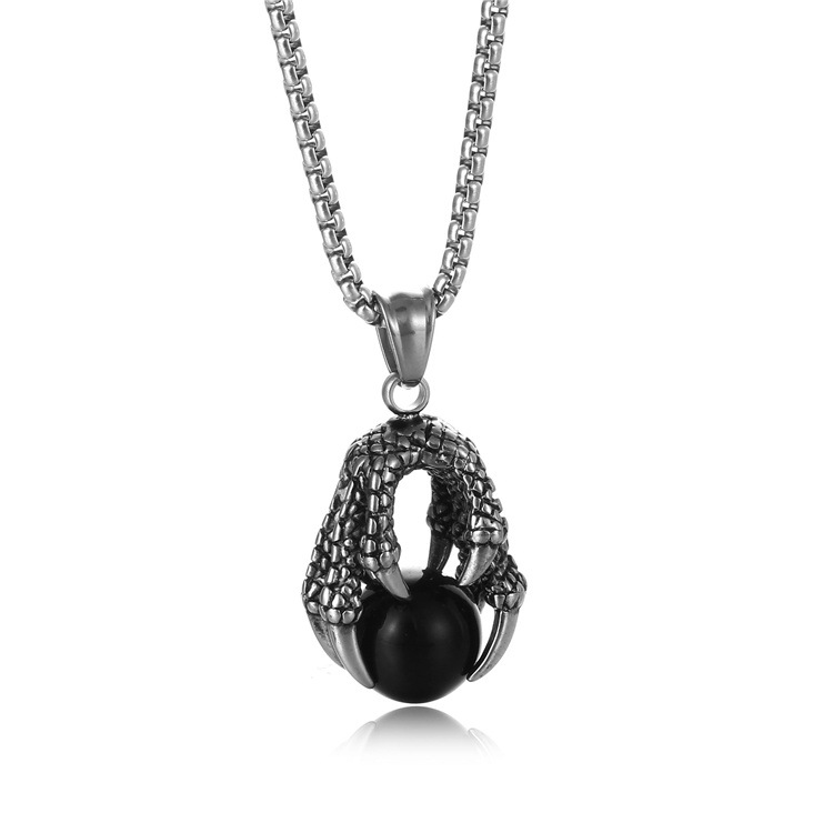 Black ball necklace with chain