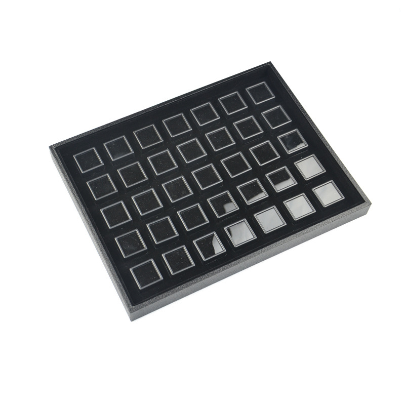 2:Glass cover 35-bit 3 cm black box tray set