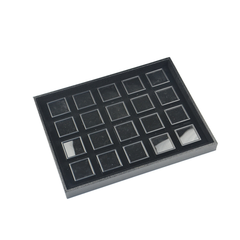 4:Glass cover 20-bit 4 cm black box tray set