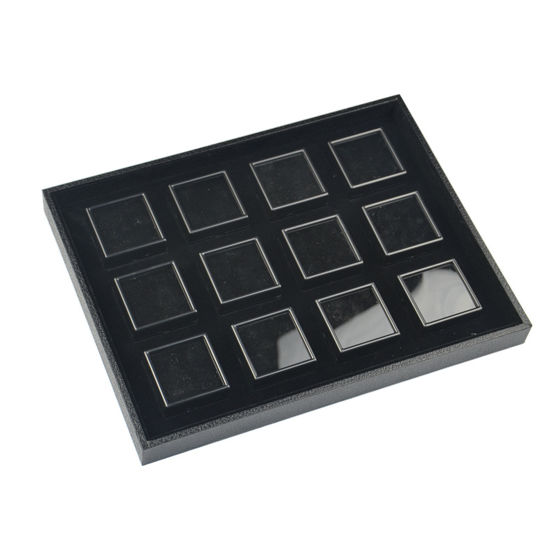 Glass cover 12-bit 5 cm black box tray set