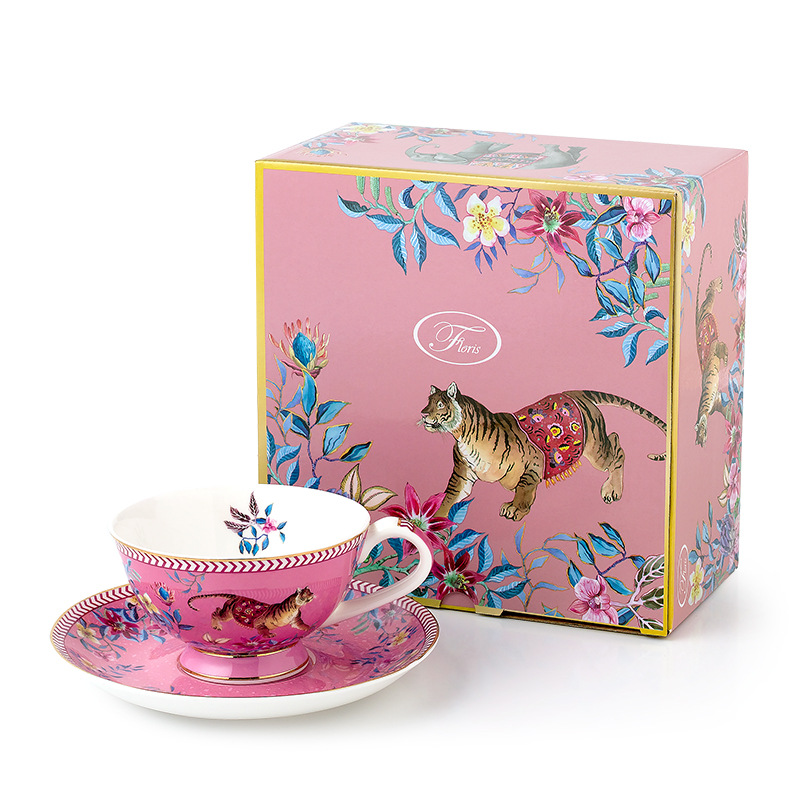 Tropical jungle coffee cup and saucer
