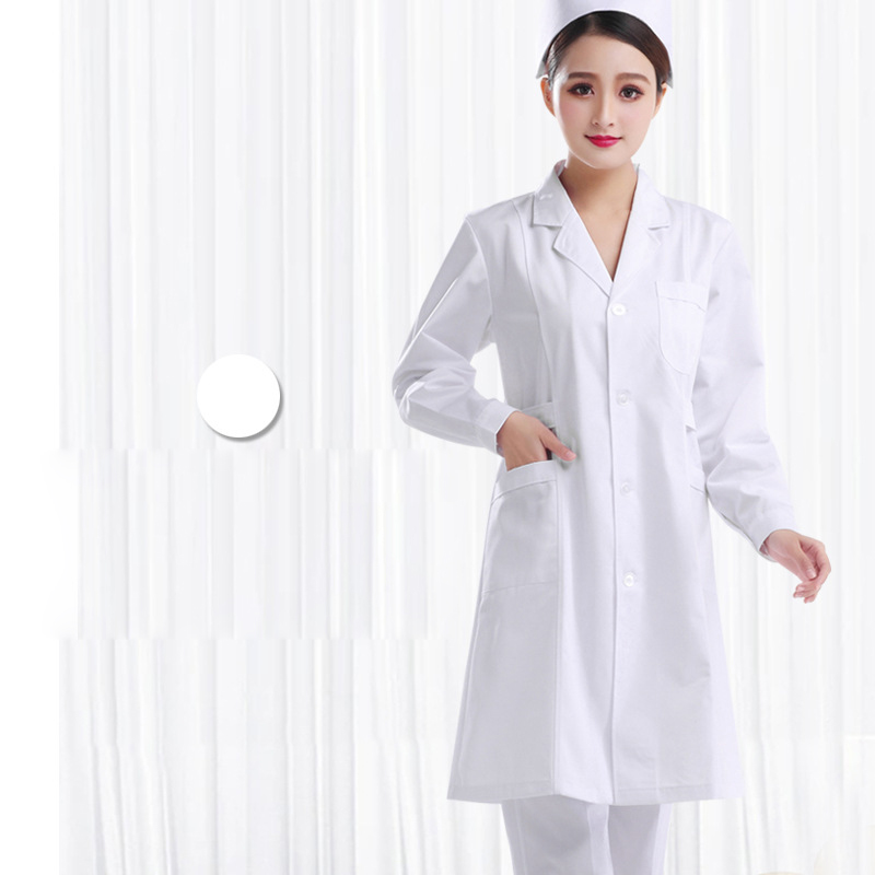 White suit collar Nurse dress Long sleeve thin (good quality)