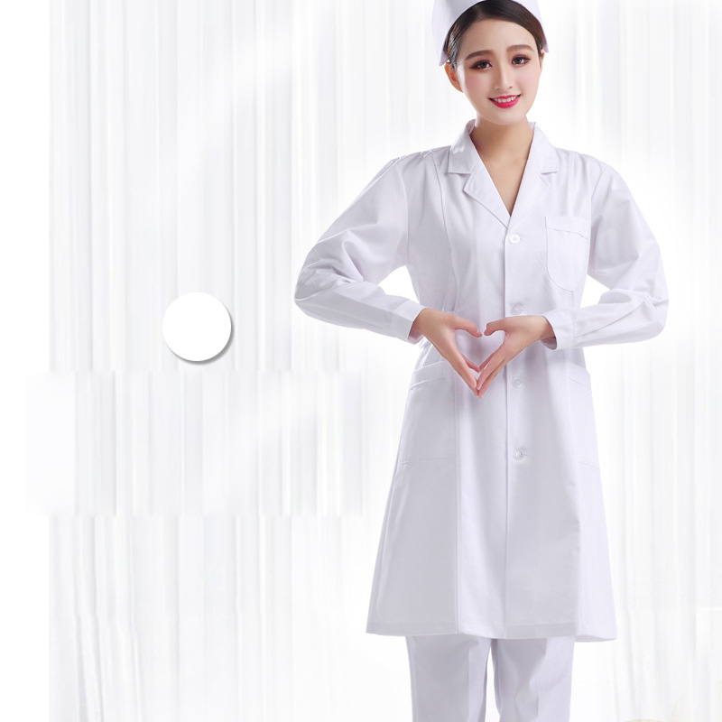White suit collar Nurse dress Long sleeve thick (good quality)