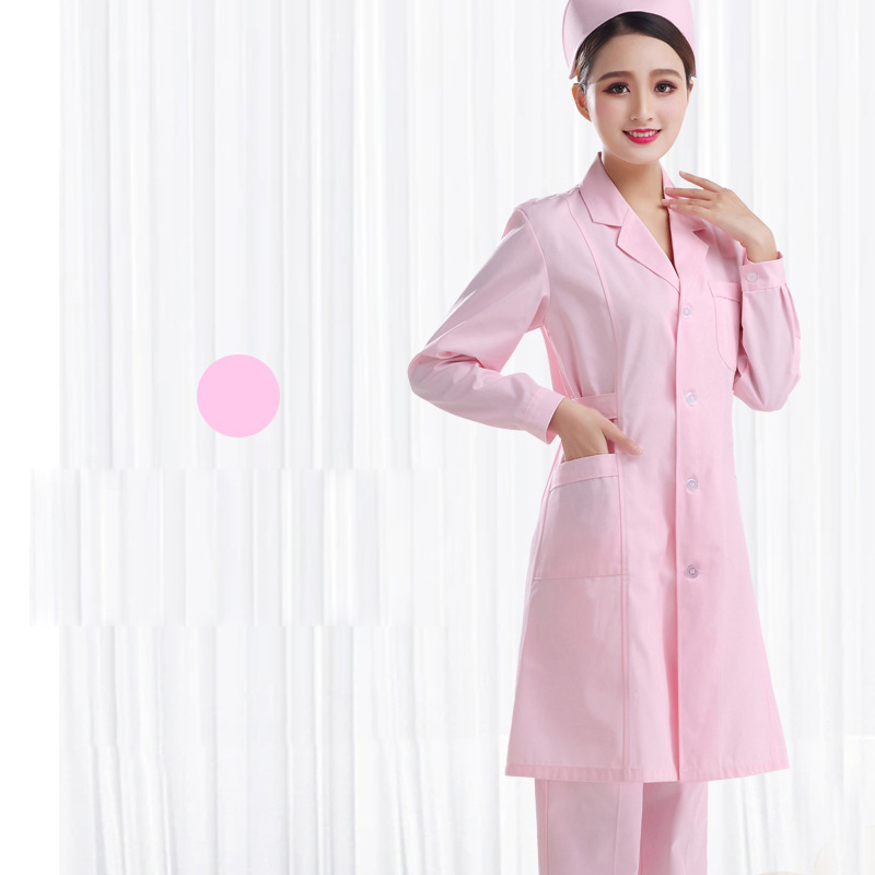 Pink suit collar Nurse dress Long sleeve thin (good quality)