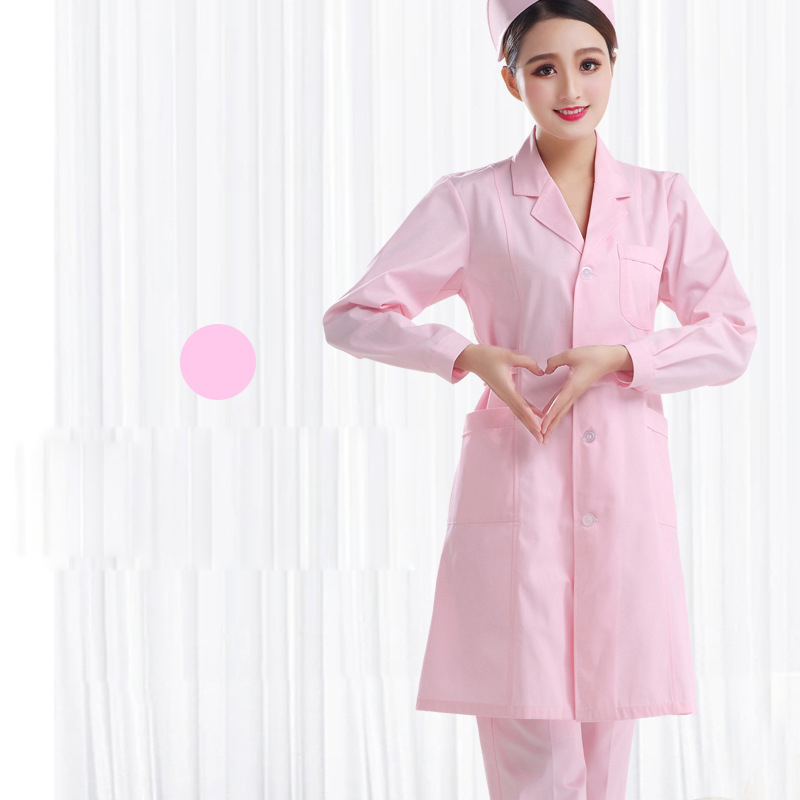 Pink suit collar Long sleeve thick   nurse pants   hat (good quality)