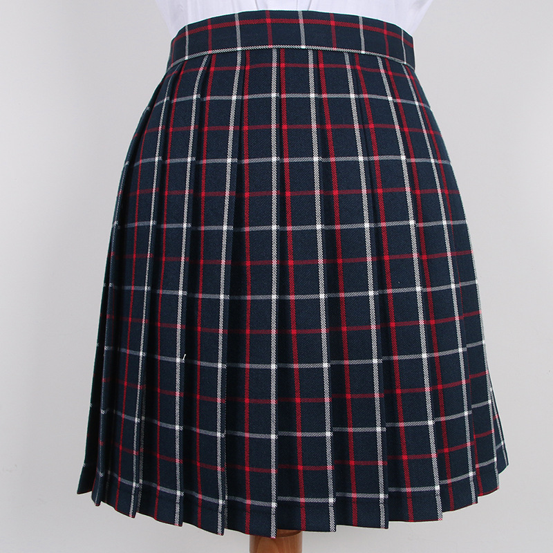 Blue thin strip red white 30 plaid skirt