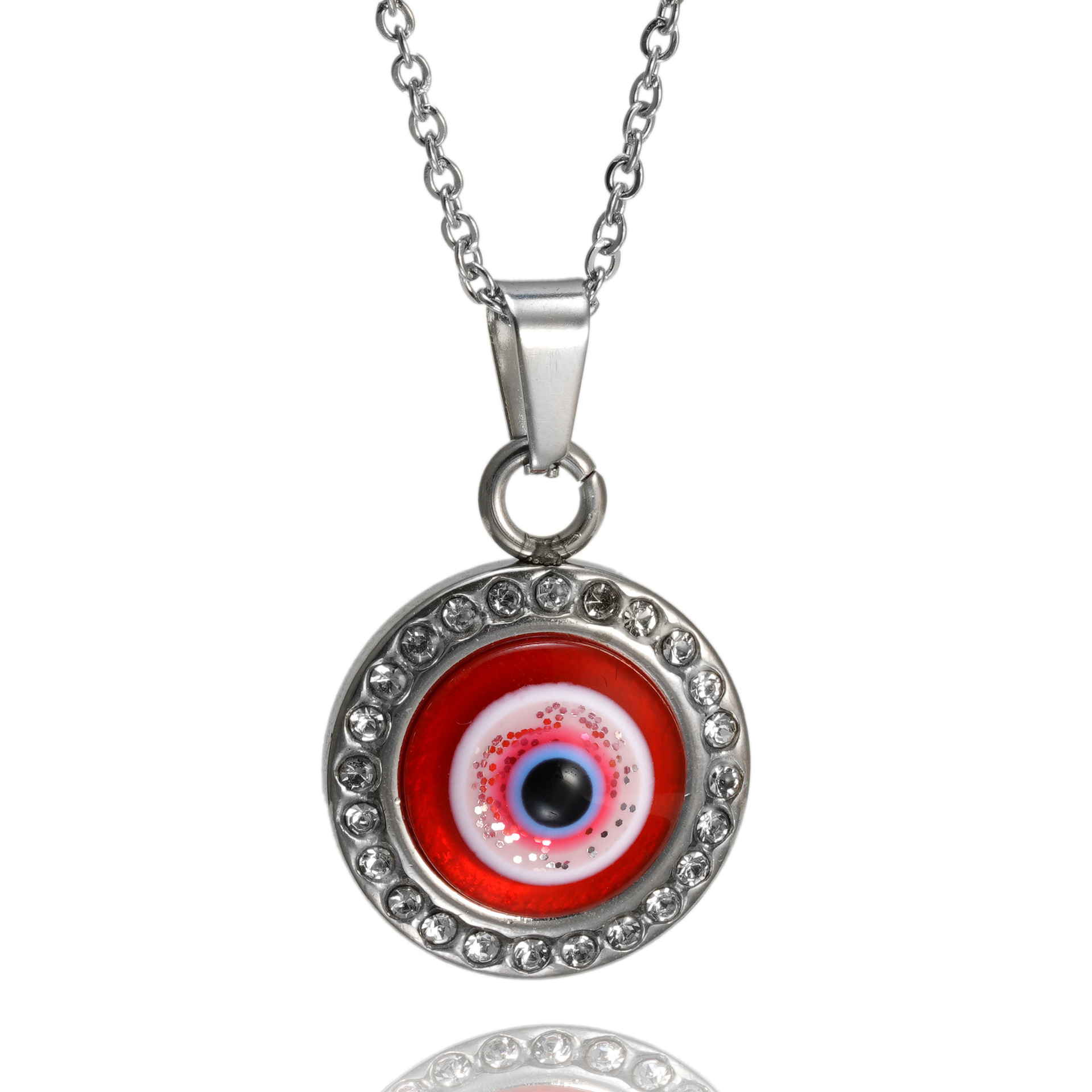 5:Steel red eye necklace