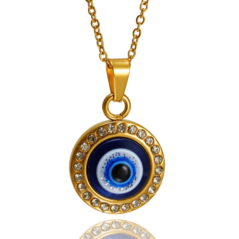 Gold blue eye necklace