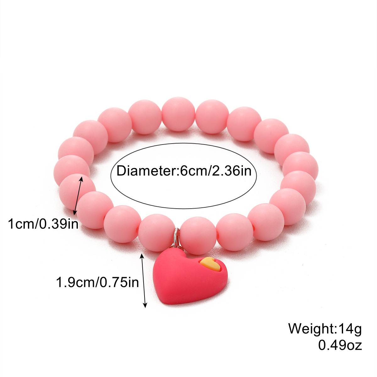 S2303-11 Pink bead Love heart