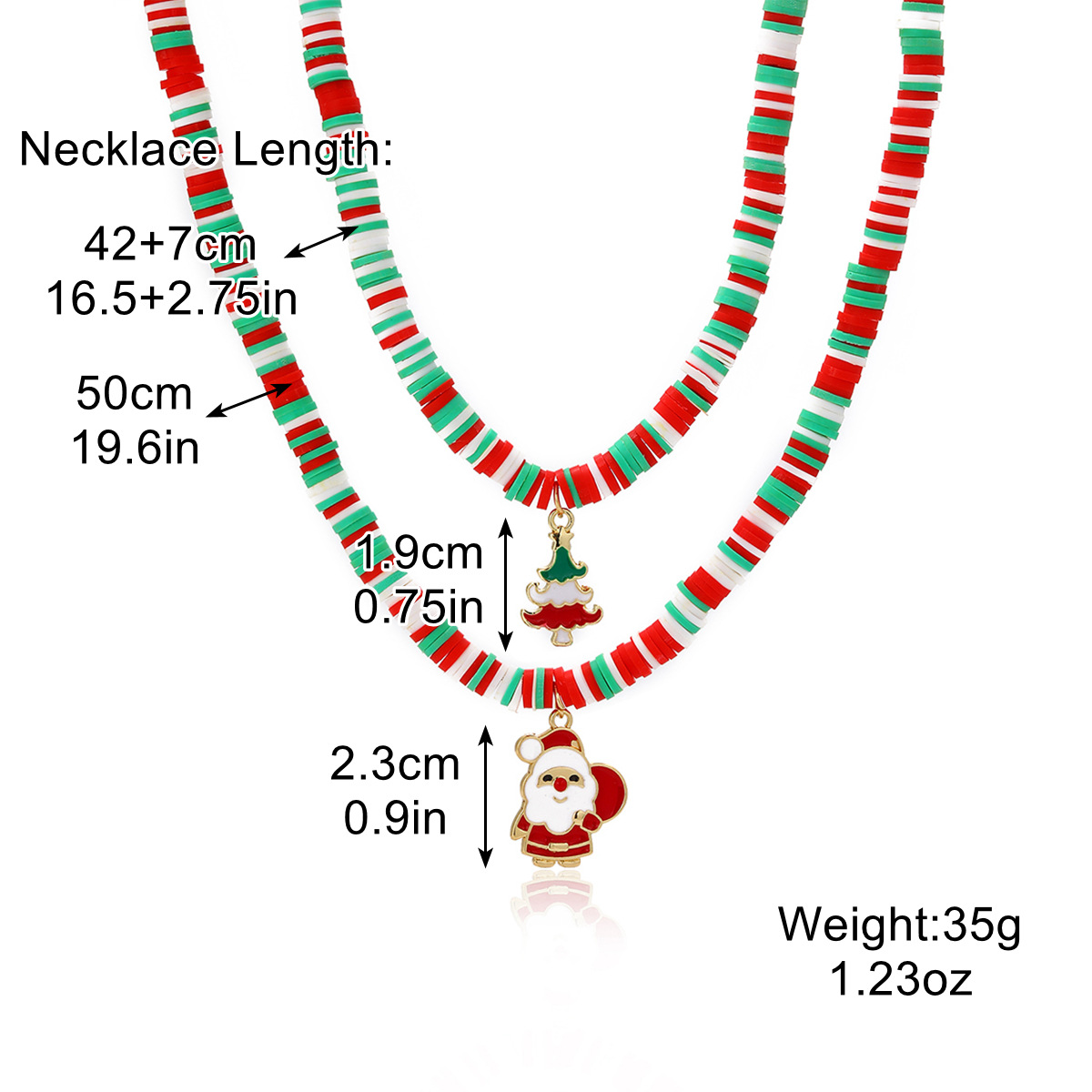 N2210-10 Polymer clay Christmas necklace