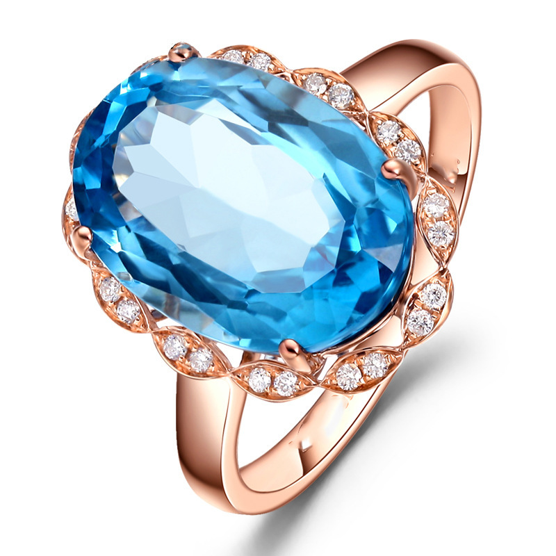 1:Rose gold sea blue diamond
