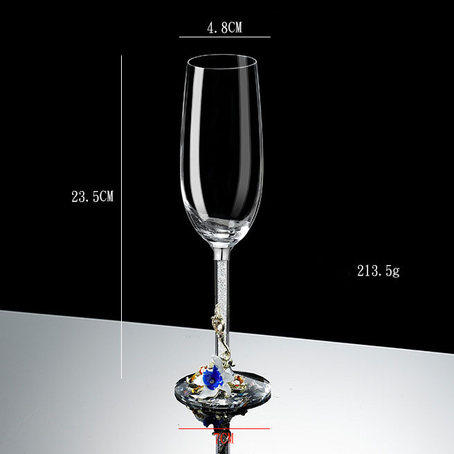 220ML blue half-color white diamond champagne glass