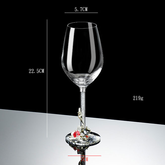 350ML pink half-color enamel white diamond red wine glass