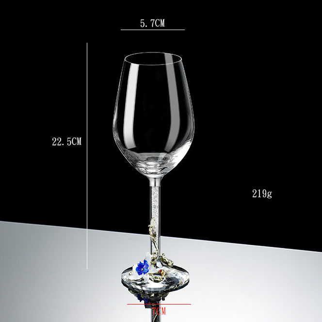 350ML blue half enamel white diamond red wine glass