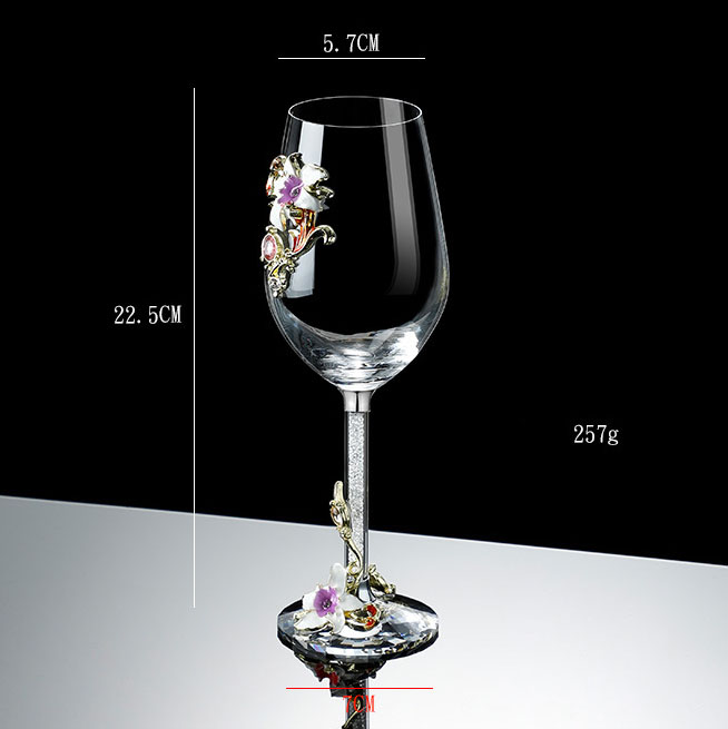 350ML purple full-color enamel white diamond red wine glass