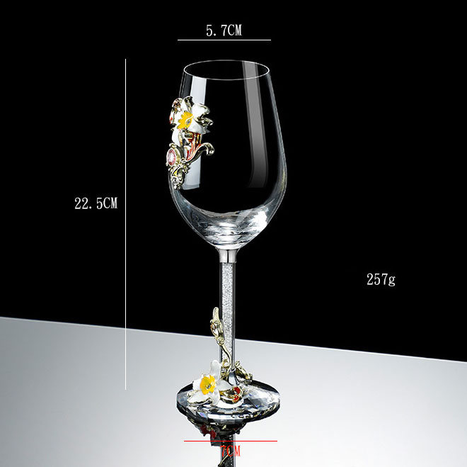 350ML yellow full-color enamel white diamond red wine glass
