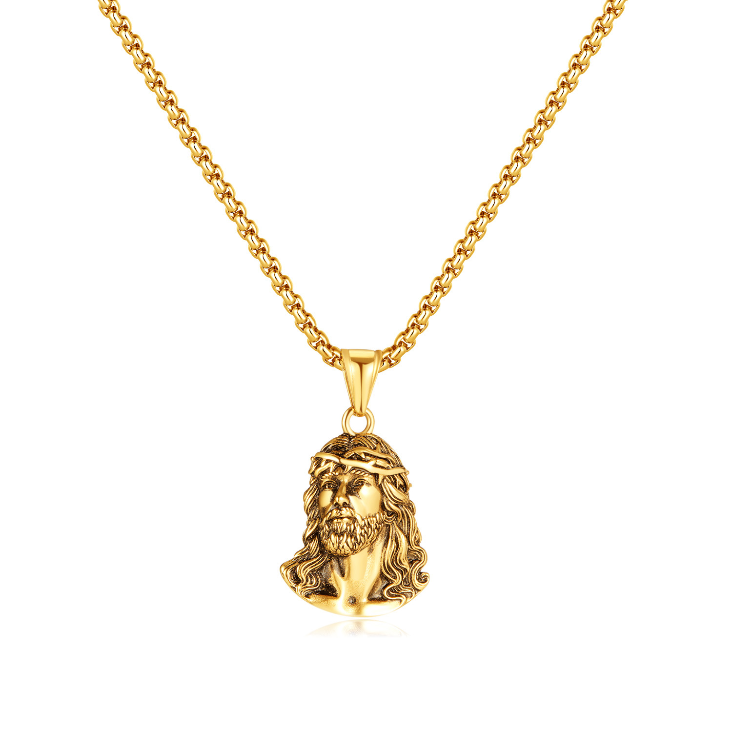 4:Gold pendant - Square pearl chain 3x55cm