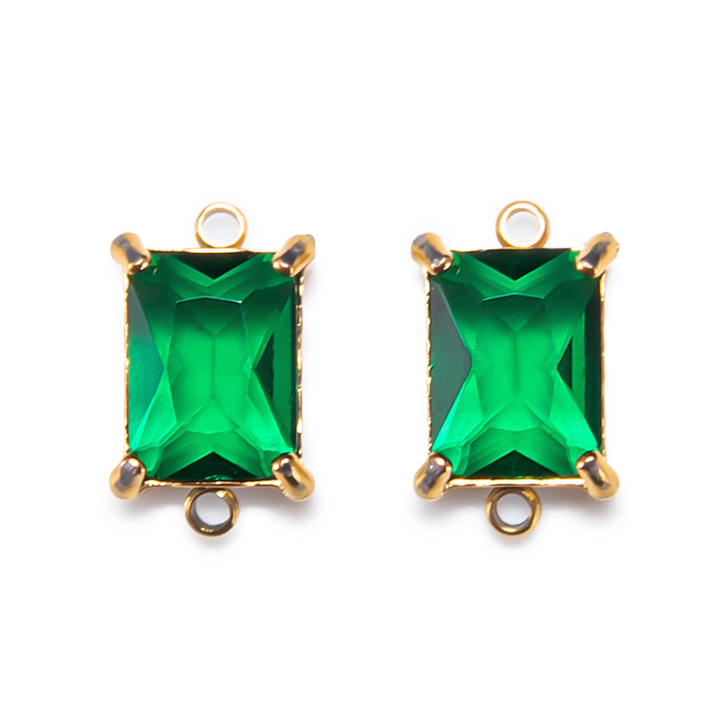 Gold-square 9x7mm-green