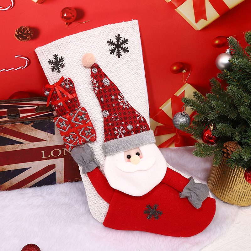 Red and White Stockings Santa