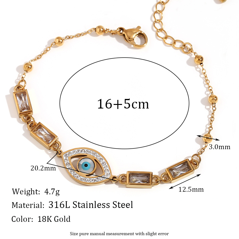 10:Gold white stone eyes   rectangular white stone bracelet