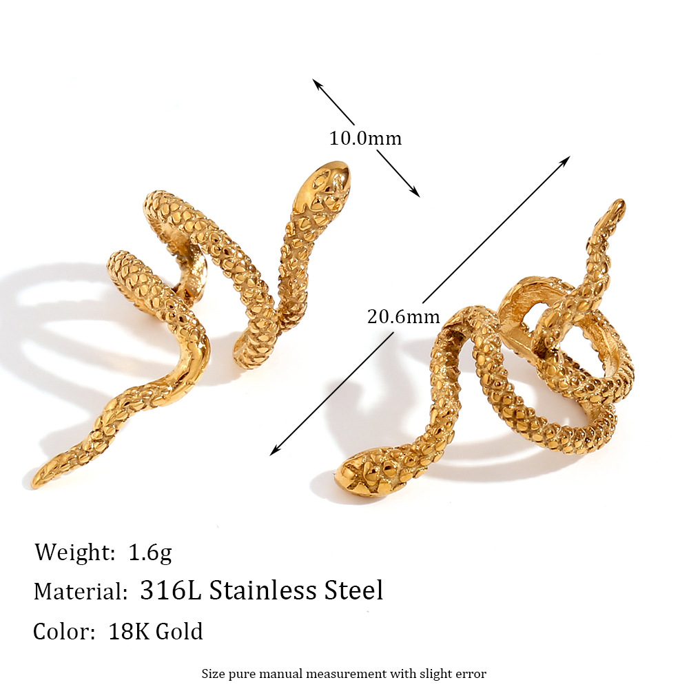 Mini plaid snake ear clip - Gold