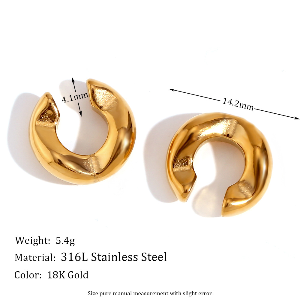 Mini cast C-shaped thick cut ear clip - Gold