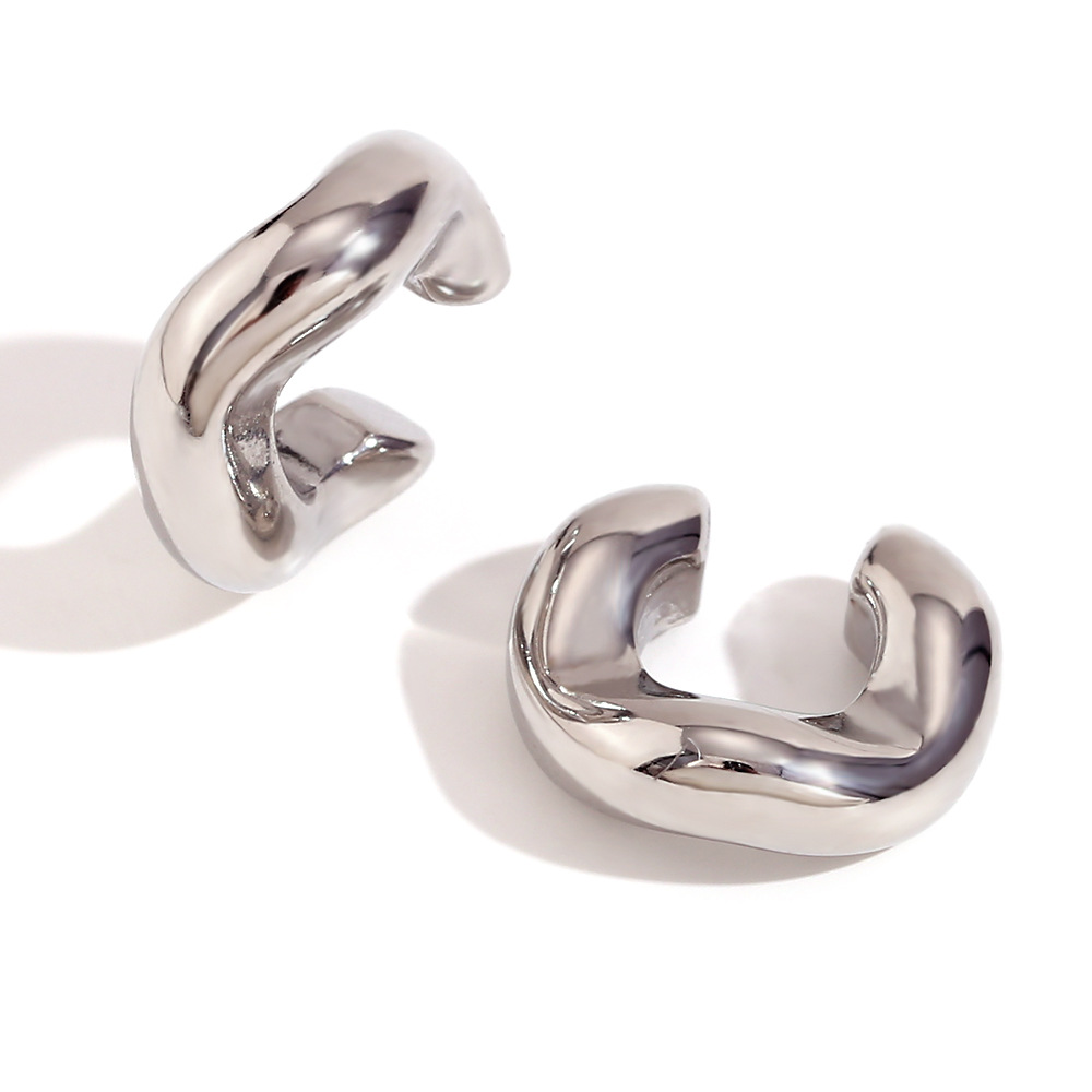 14:Mini cast C-shaped thick section ear clip - steel color