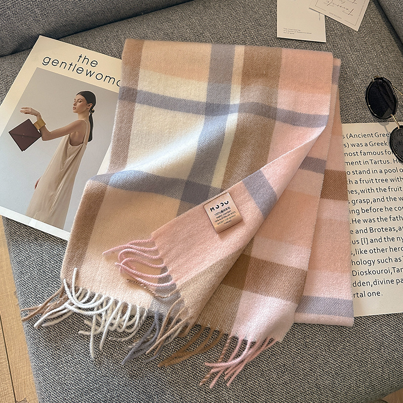 Camel pink and white check