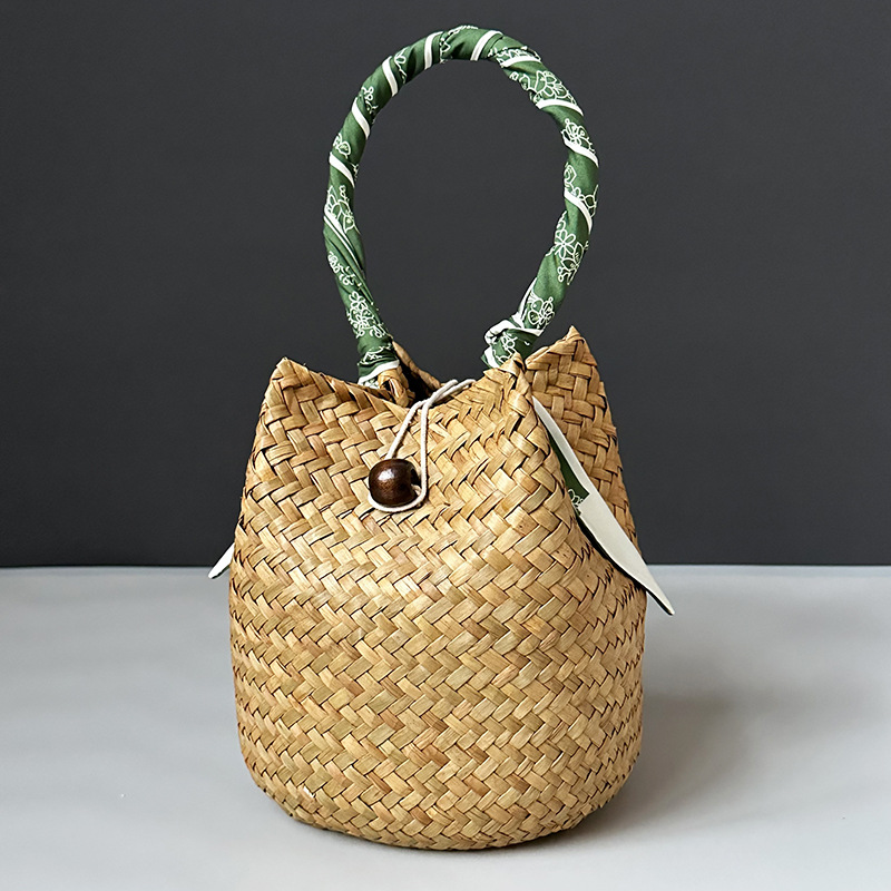 basket and green silk scarf