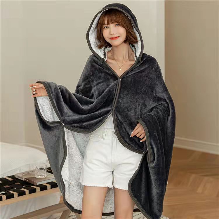 dark grey hooded blanket