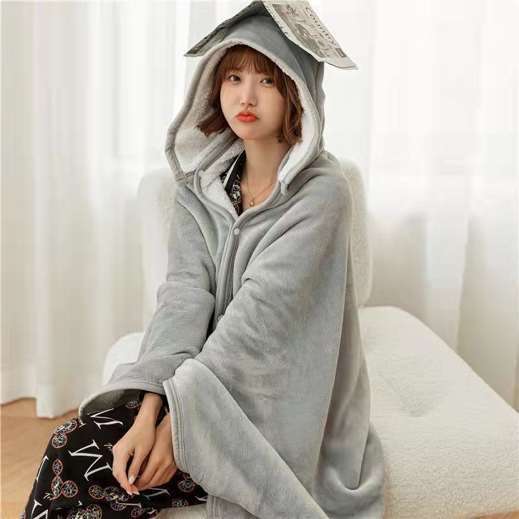 light grey hooded blanket