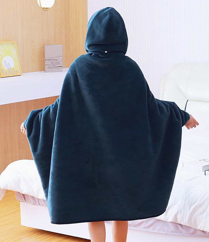 dark blue hooded blanket