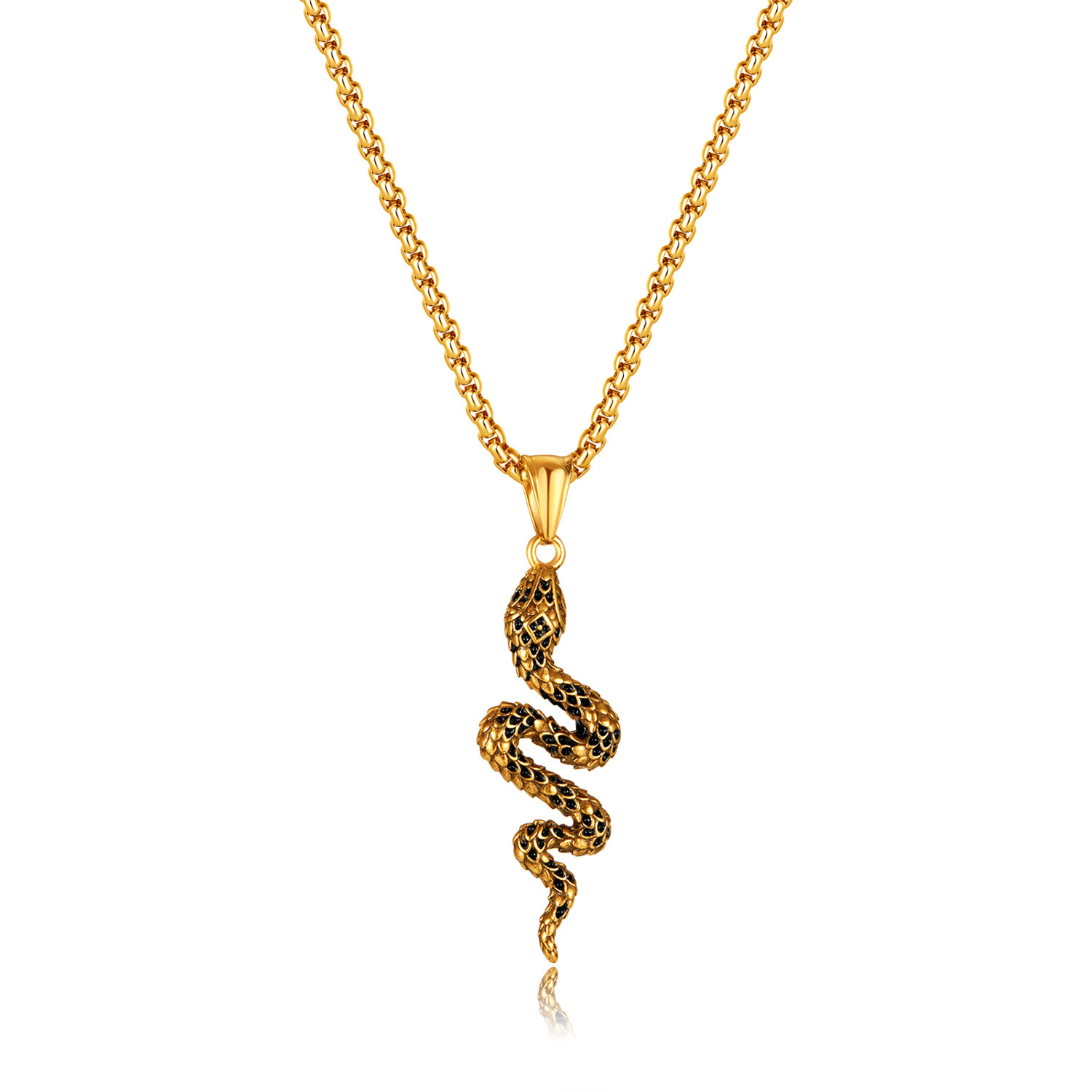 Gold pendant - Square pearl chain 3x55cm