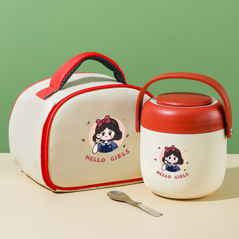 Red   insulated bag with girl stickers