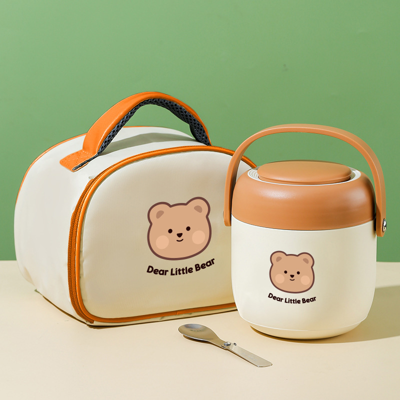Coffee color   insulated bag with bear sticker