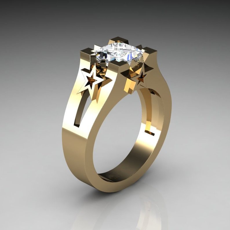 Golden white diamond US Size #6