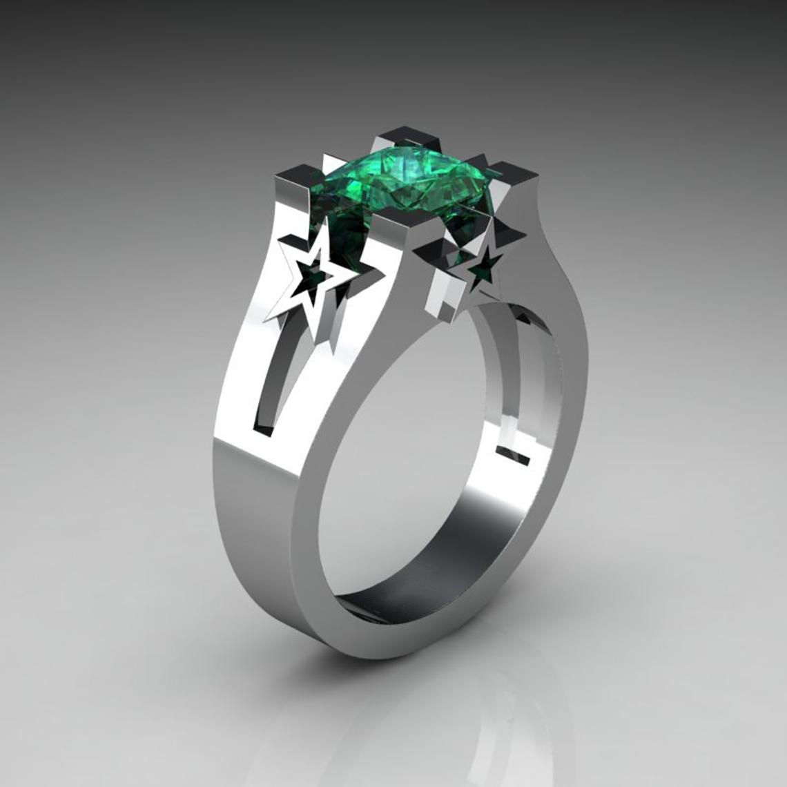 Silver green diamond US Size #6