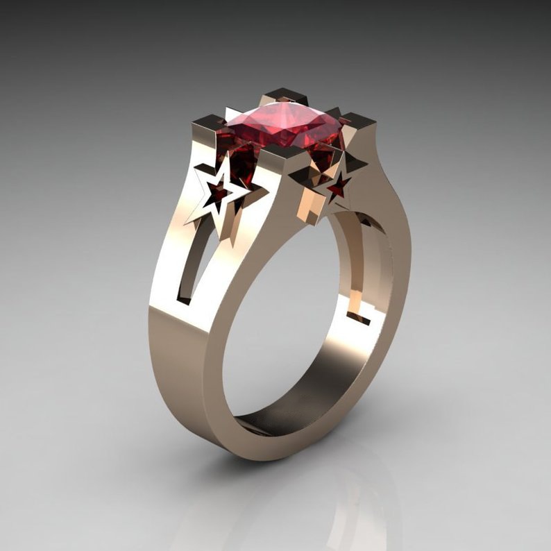 Rose gold red diamond US Size #6