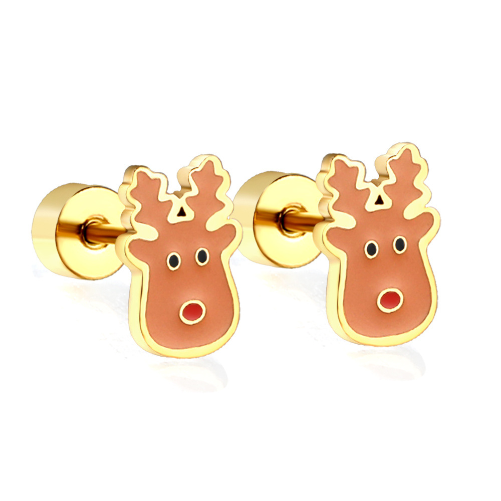 Christmas deer head stud earrings