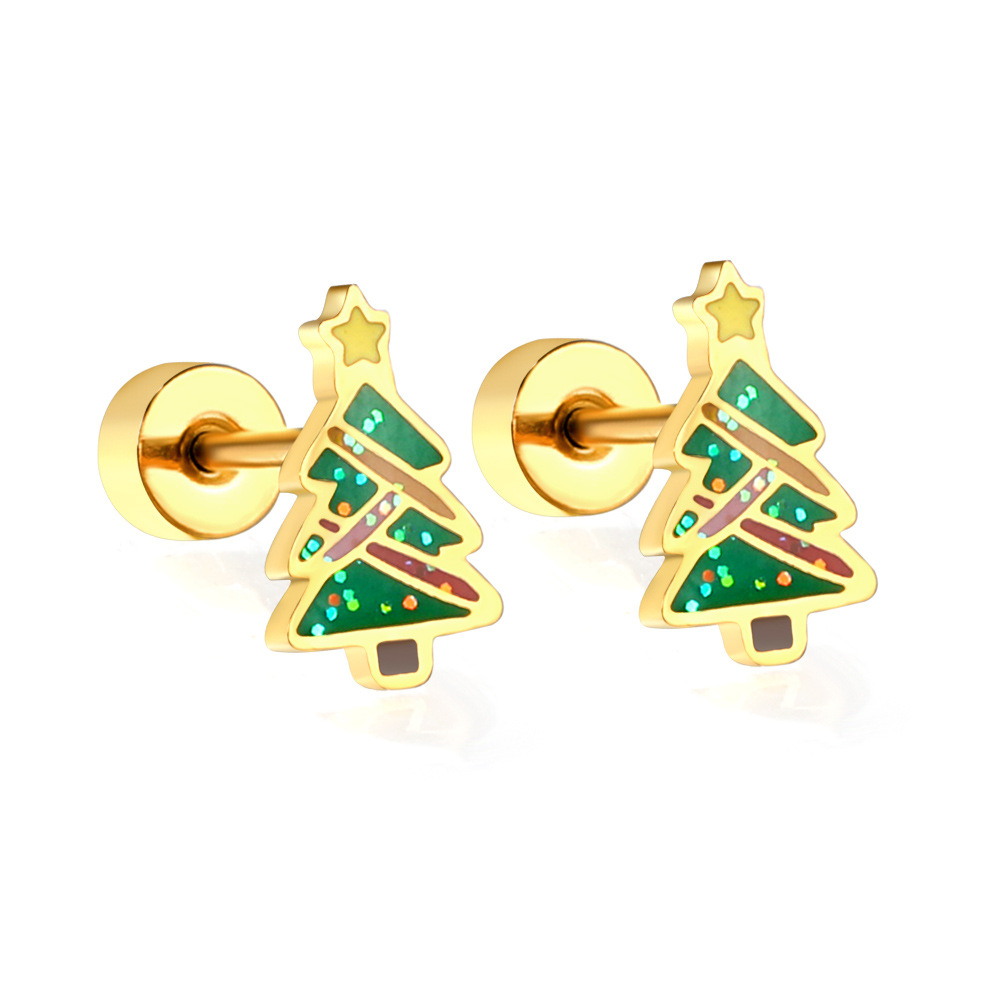 Color stud earrings for Christmas tree