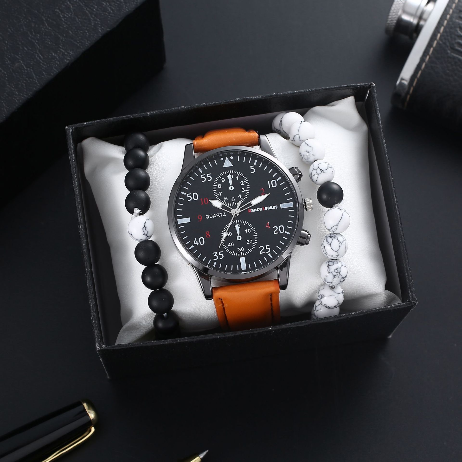 F watch, bracelet and box